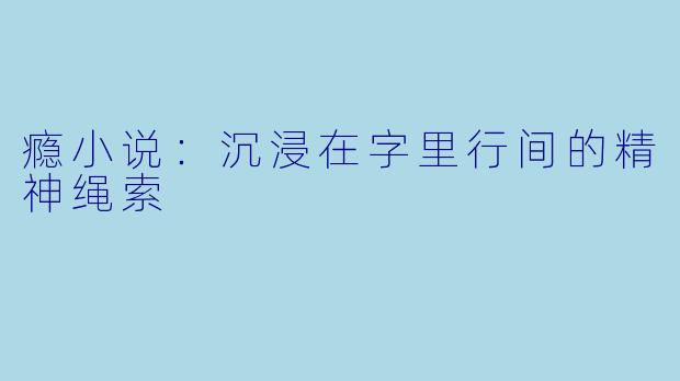 瘾小说：沉浸在字里行间的精神绳索