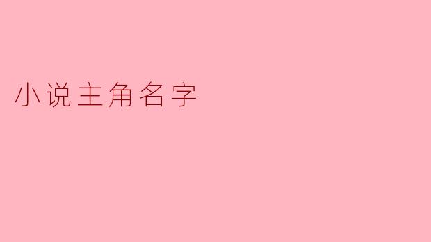 小说主角名字
