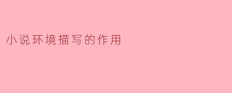 小说环境描写的作用
