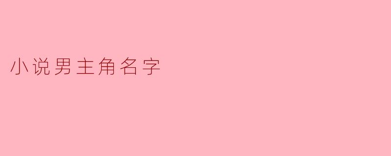 小说男主角名字的魅力与象征