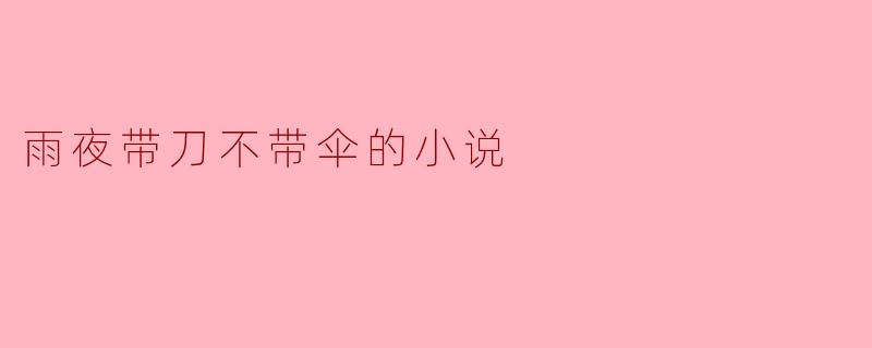 雨夜带刀不带伞的小说