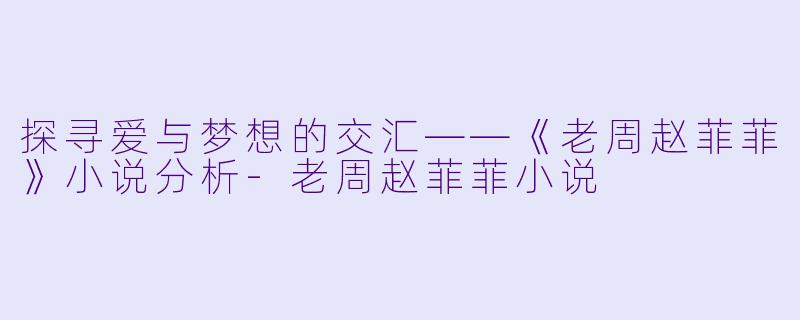 探寻爱与梦想的交汇——《老周赵菲菲》小说分析-老周赵菲菲小说