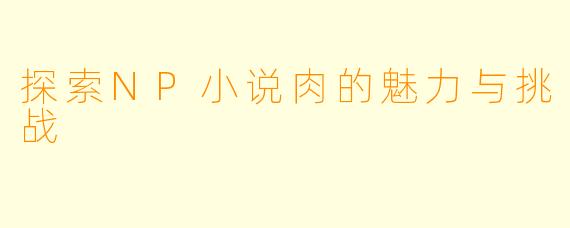 探索NP小说肉的魅力与挑战