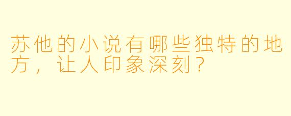 苏他的小说有哪些独特的地方,让人印象深刻?