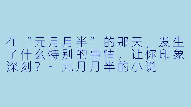 在“元月月半”的那天,发生了什么特别的事情,让你印象深刻?