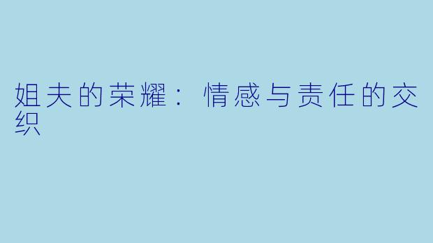 姐夫的荣耀：情感与责任的交织