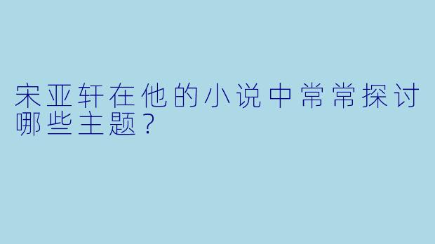 宋亚轩在他的小说中常常探讨哪些主题？