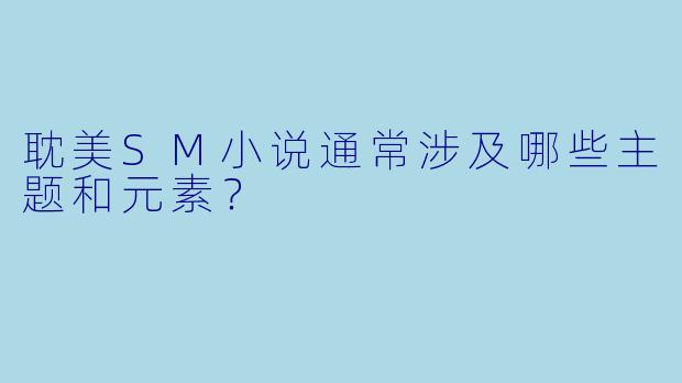 耽美SM小说通常涉及哪些主题和元素?