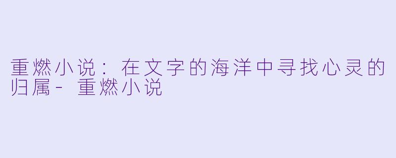 重燃小说:在文字的海洋中寻找心灵的归属