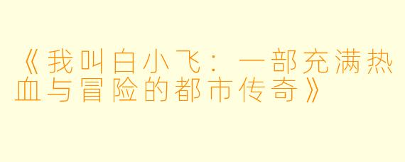 《我叫白小飞：一部充满热血与冒险的都市传奇》