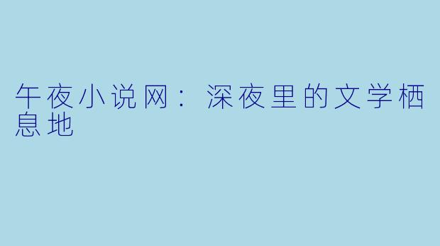 午夜小说网：深夜里的文学栖息地