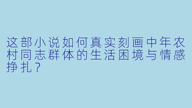 这部小说如何真实刻画中年农村同志群体的生活困境与情感挣扎?