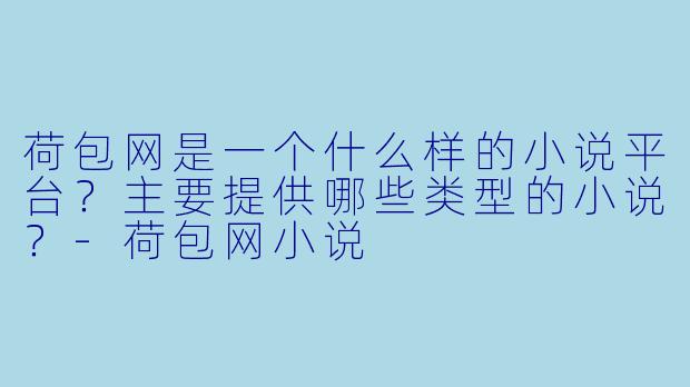 荷包网是一个什么样的小说平台?主要提供哪些类型的小说?