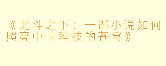 《北斗之下：一部小说如何照亮中国科技的苍穹》
