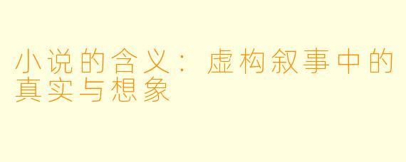 小说的含义：虚构叙事中的真实与想象
