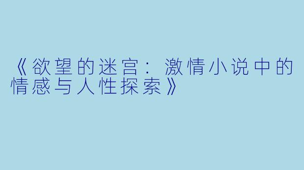 《欲望的迷宫：激情小说中的情感与人性探索》