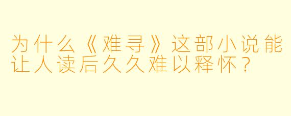 为什么《难寻》这部小说能让人读后久久难以释怀？