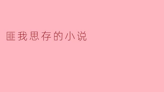 匪我思存的小说