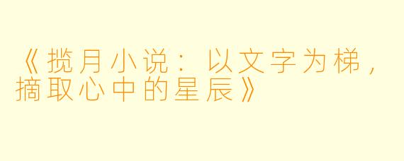 《揽月小说：以文字为梯，摘取心中的星辰》