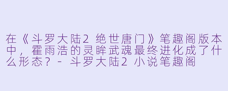 在《斗罗大陆2绝世唐门》笔趣阁版本中,霍雨浩的灵眸武魂最终进化成了什么形态?