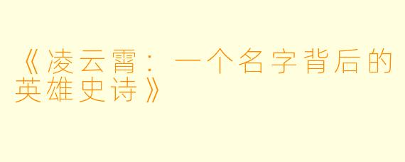 《凌云霄：一个名字背后的英雄史诗》