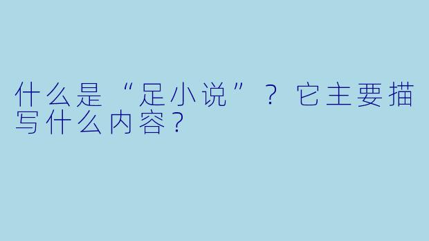 什么是“足小说”？它主要描写什么内容？