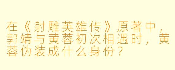 在《射雕英雄传》原著中,郭靖与黄蓉初次相遇时,黄蓉伪装成什么身份?