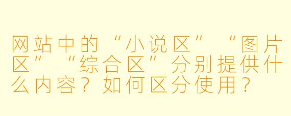 网站中的“小说区”“图片区”“综合区”分别提供什么内容？如何区分使用？