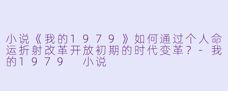 小说《我的1979》如何通过个人命运折射改革开放初期的时代变革？