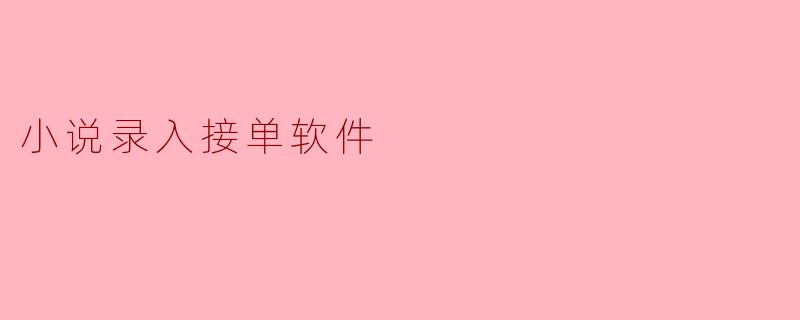 「小说录入接单软件:写手与打字员的效率革命」