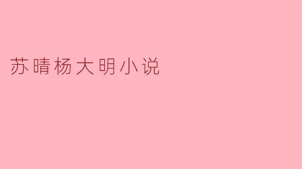 苏晴杨大明小说
