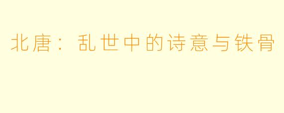 北唐：乱世中的诗意与铁骨
